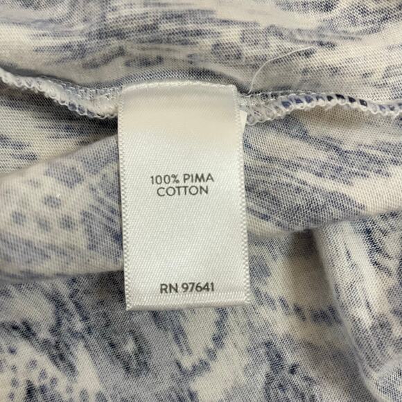 Pure Jill Pima Cotton High Low Tee Blue Ikat Print Short Sleeve Top XL - Picture 4 of 6